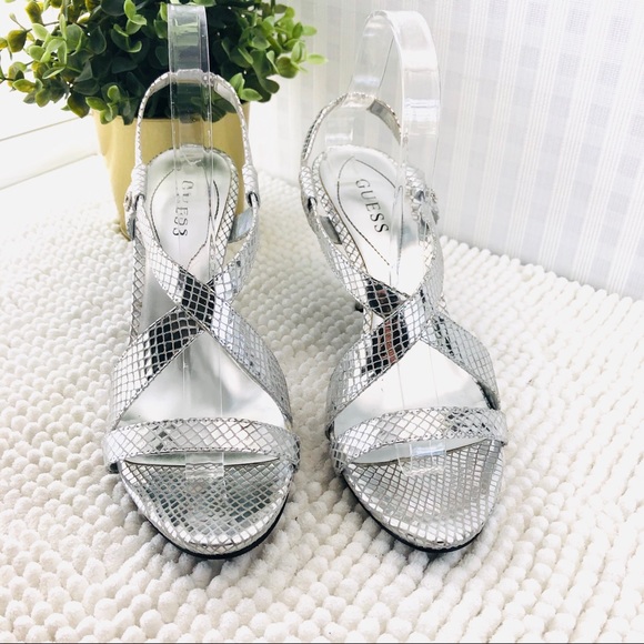 Guess Shoes - Guess heels silver crisscross sandals size 8.5 M